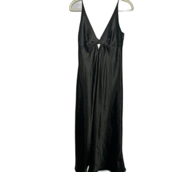 Sensara Slip Dress women's size Medium Black Satin Sexy Goth Vampire Romantic - Picture 1 of 4